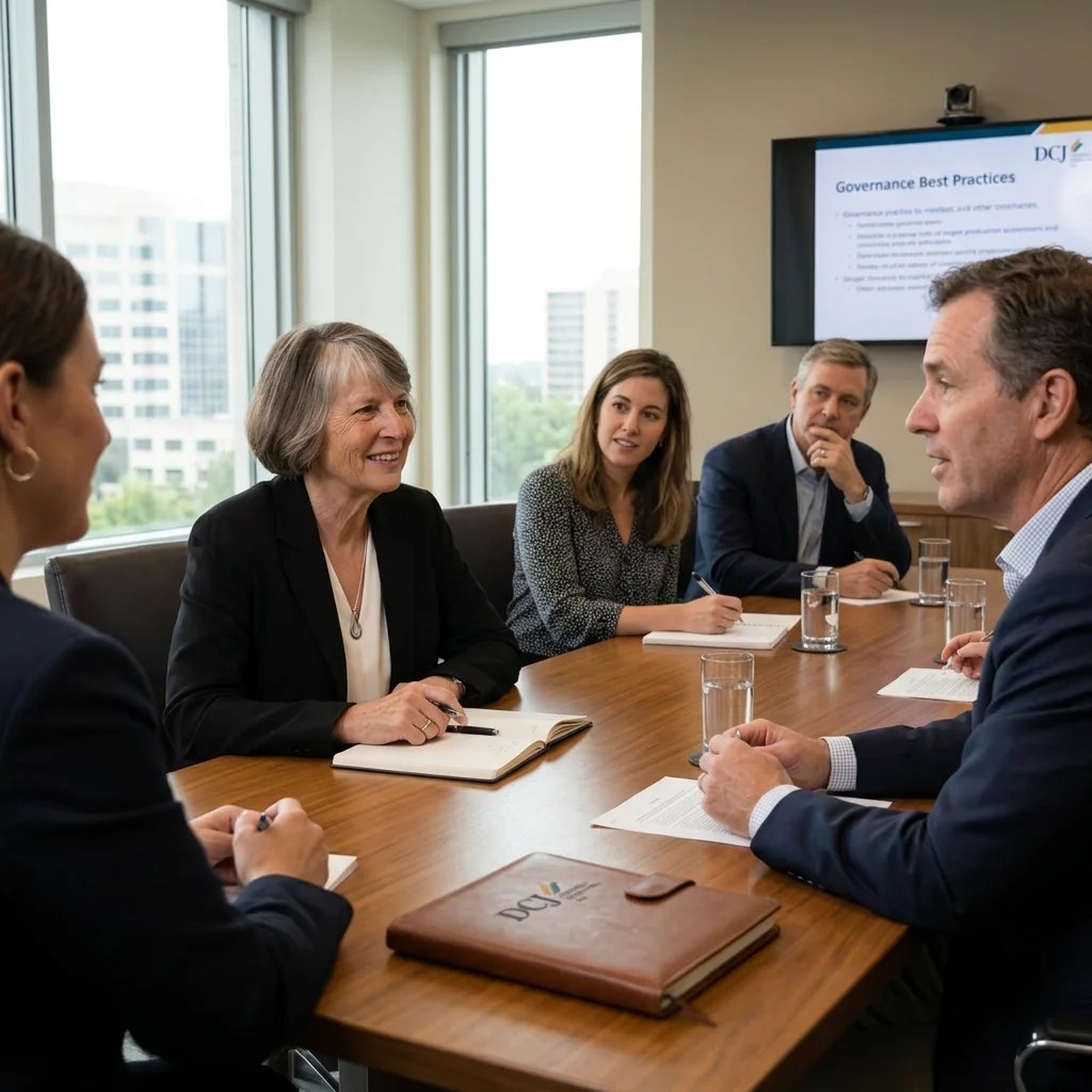 welcoming nonprofit board: chair greeting new member, illustrating live nonprofit board governance in action